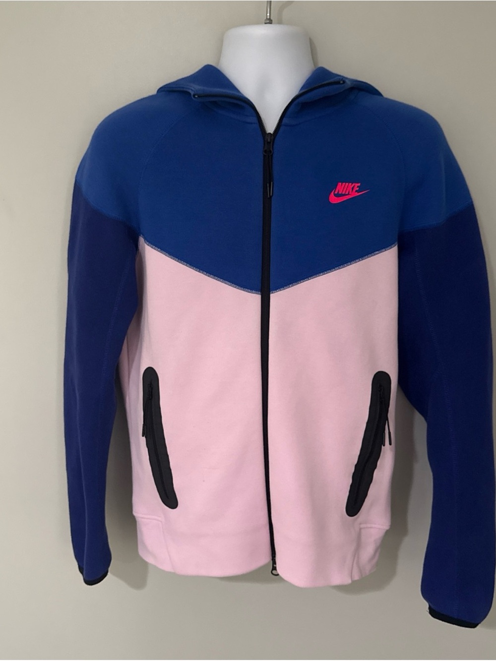 Nike Tech Fleece Windrunner Hoodie Neapolitan Pink Blue - Sz. Small